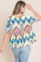 Aztec Print Top - Cowhide and Conchos