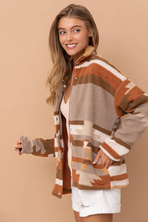 Aztec Soft Cozy Jacket - Small remaining - Cowhide and Conchos
