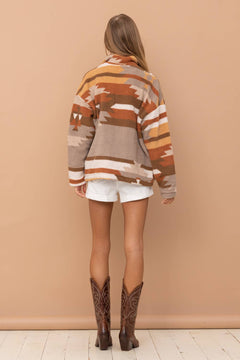 Aztec Soft Cozy Jacket - Small remaining - Cowhide and Conchos