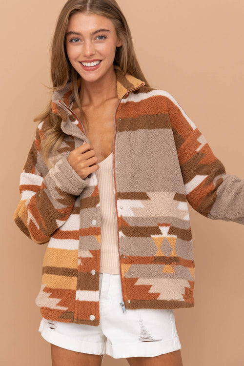 Aztec Soft Cozy Jacket - Small remaining - Cowhide and Conchos