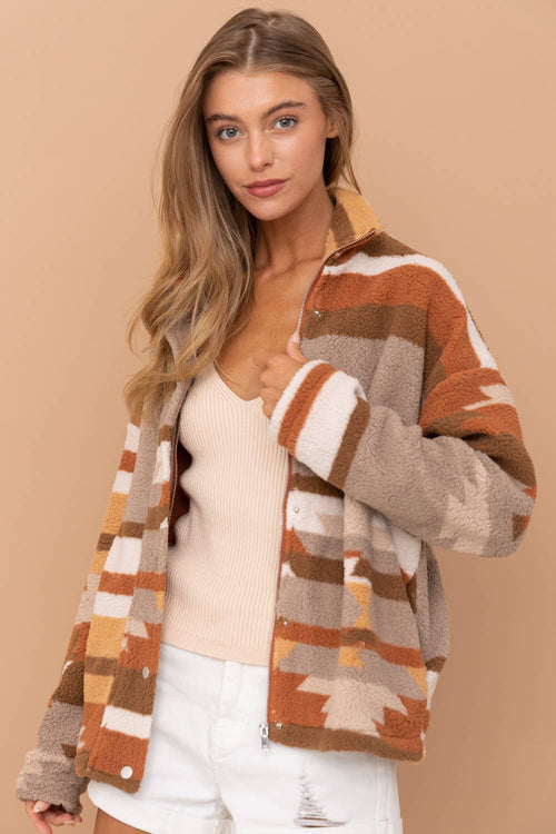 Aztec Soft Cozy Jacket - Small remaining - Cowhide and Conchos