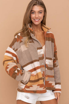Aztec Soft Cozy Jacket - Small remaining - Cowhide and Conchos