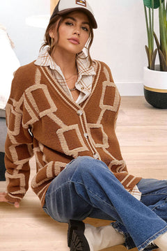 Loose Fit Drop Shoulder Cozy Knit Cardigan