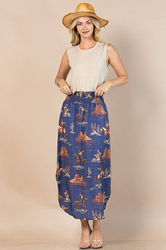 Wild West Print Maxi Skirt