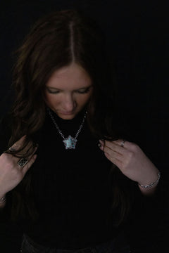 Barbed Star Necklace - 18 inch + 3 - Cowhide and Conchos