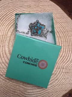 Barbed Star Necklace - 18 inch + 3 - Cowhide and Conchos