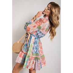 Flower Print Long Sleeve Dress