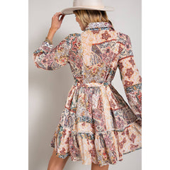 Flower Print Long Sleeve Dress