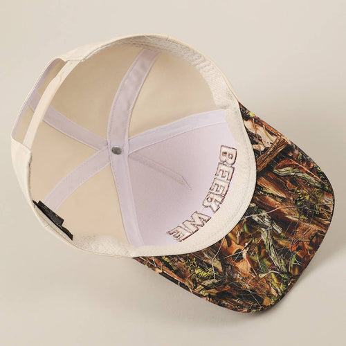 BEER ME Embroidered Trucker Hat - Leopard or Camo - Cowhide and Conchos