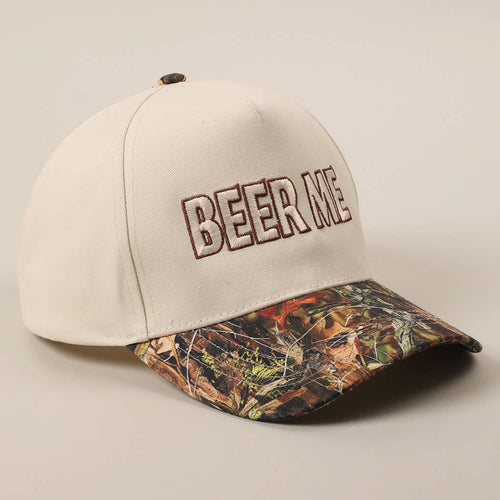 BEER ME Embroidered Trucker Hat - Leopard or Camo - Cowhide and Conchos