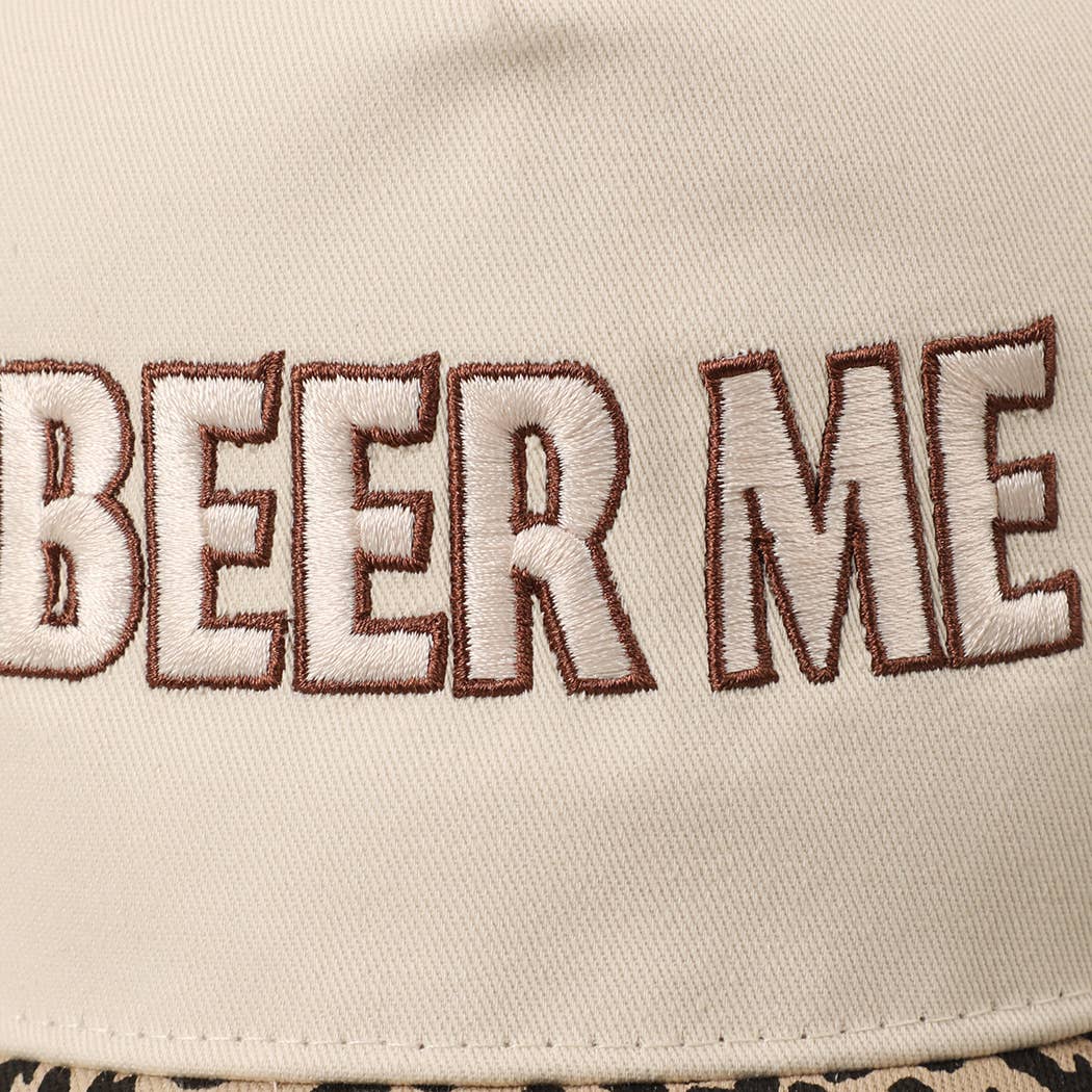 BEER ME Embroidered Trucker Hat - Leopard or Camo - Cowhide and Conchos