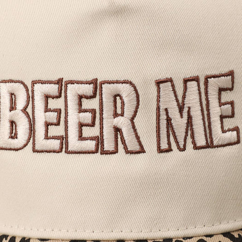 BEER ME Embroidered Trucker Hat - Leopard or Camo - Cowhide and Conchos