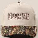 BEER ME Embroidered Trucker Hat - Leopard or Camo - Cowhide and Conchos