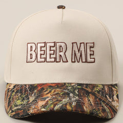BEER ME Embroidered Trucker Hat - Leopard or Camo - Cowhide and Conchos
