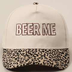 BEER ME Embroidered Trucker Hat - Leopard or Camo - Cowhide and Conchos