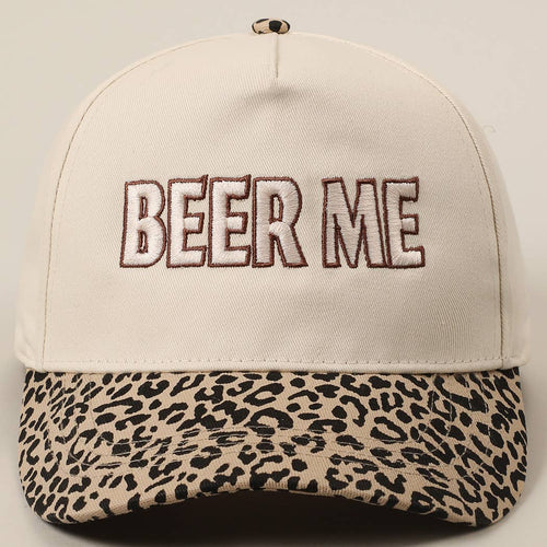 BEER ME Embroidered Trucker Hat - Leopard or Camo - Cowhide and Conchos