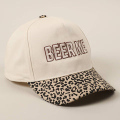 BEER ME Embroidered Trucker Hat - Leopard or Camo - Cowhide and Conchos