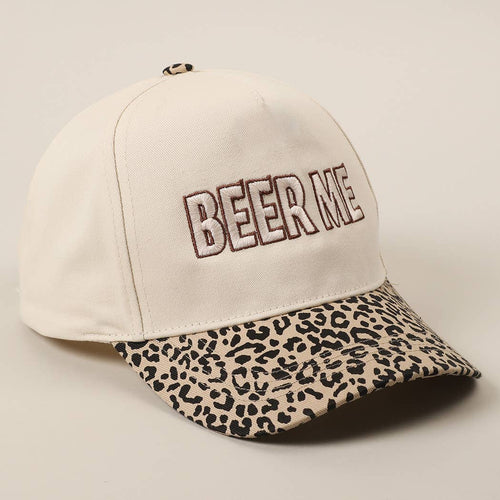 BEER ME Embroidered Trucker Hat - Leopard or Camo - Cowhide and Conchos