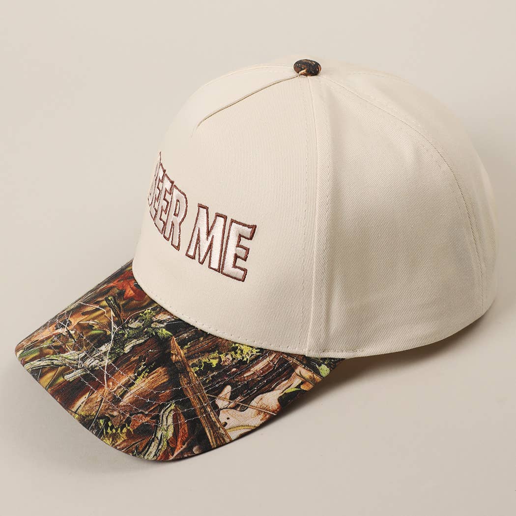 BEER ME Embroidered Trucker Hat - Leopard or Camo - Cowhide and Conchos