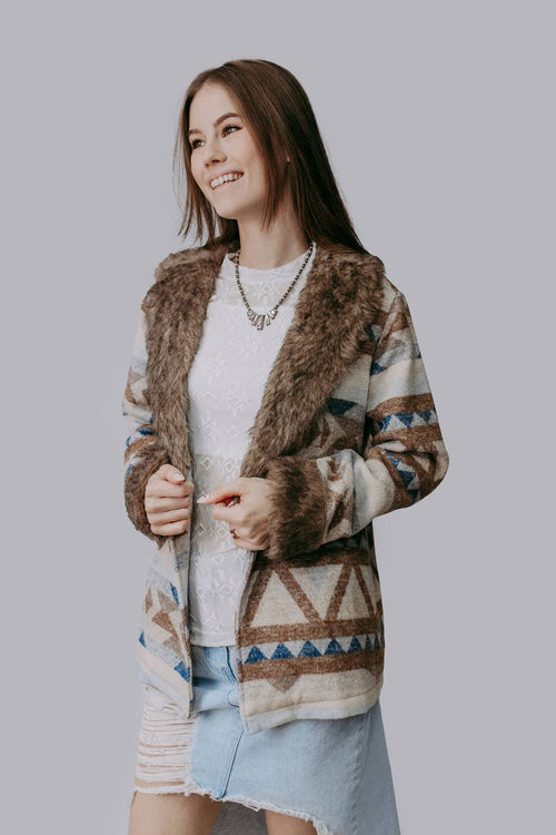 Belle of the West Fur Coat - Cowhide and Conchos