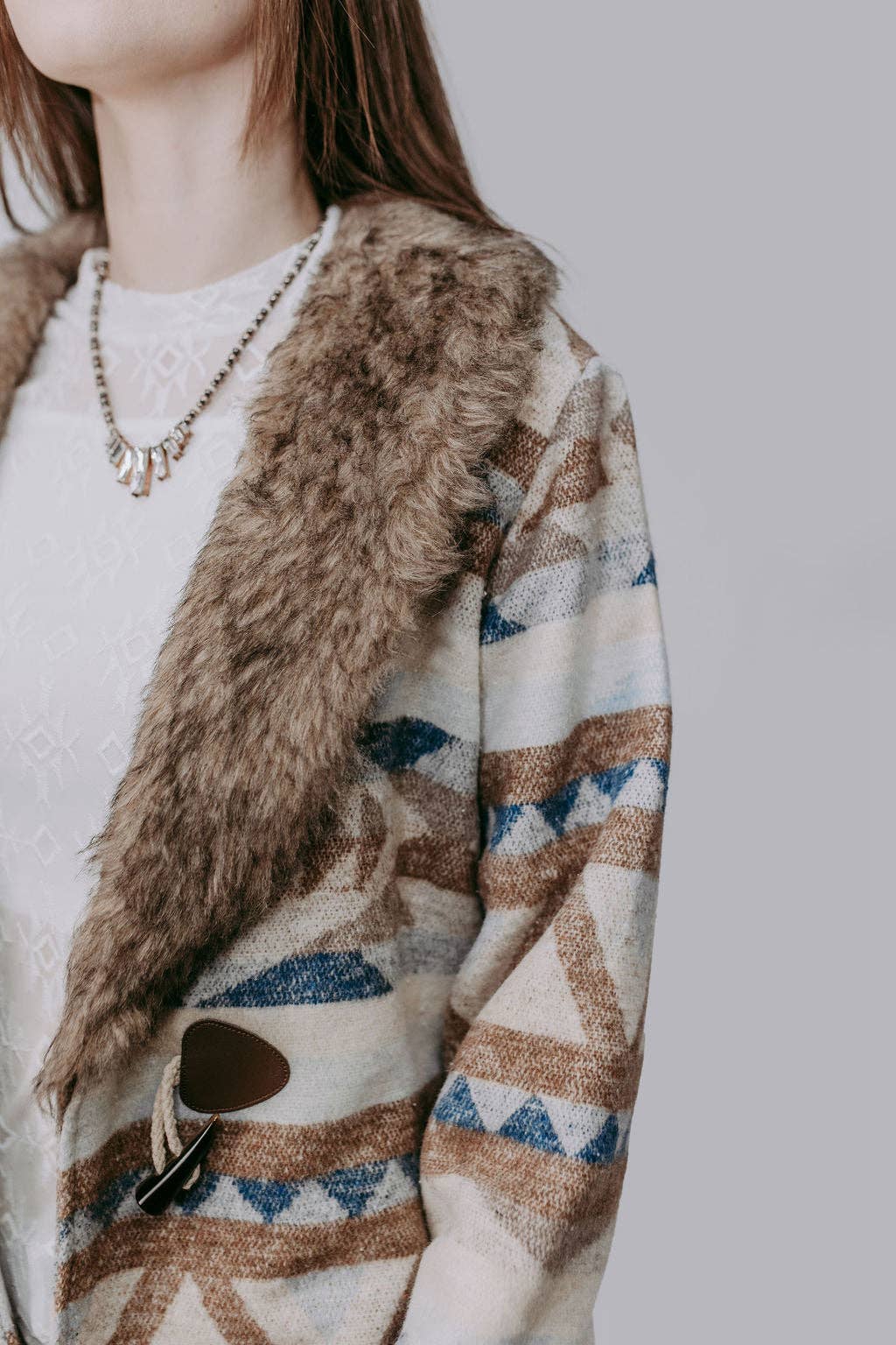 Belle of the West Fur Coat - Cowhide and Conchos