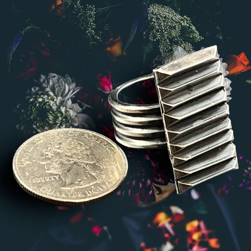 Beth Dutton style ring by Cowhide and Conchos - A POWERFUL solid sterling ring - Cowhide and Conchos
