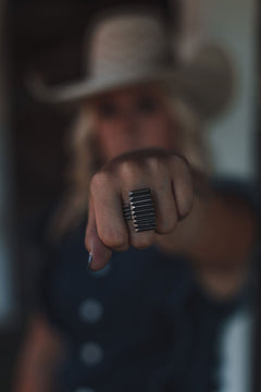 Beth Dutton style ring by Cowhide and Conchos - A POWERFUL solid sterling ring - Cowhide and Conchos