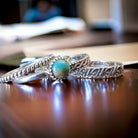 Betty Kingman Sterling Stacker Rings - Set of 4 Sterling Rings - Size 7 - Cowhide and Conchos