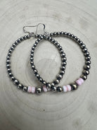 Big Sterling Pearl Hoops with Pink Conch — 2" × 1/2" Graduated 4-5-6-8mm (Handmade in Texas) - Cowhide and Conchos
