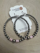 Big Sterling Pearl Hoops with Pink Conch — 2" × 1/2" Graduated 4-5-6-8mm (Handmade in Texas) - Cowhide and Conchos