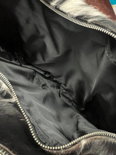 Black and White Hair on Hide Crossbody Diaper Bag - Cowhide and Conchos