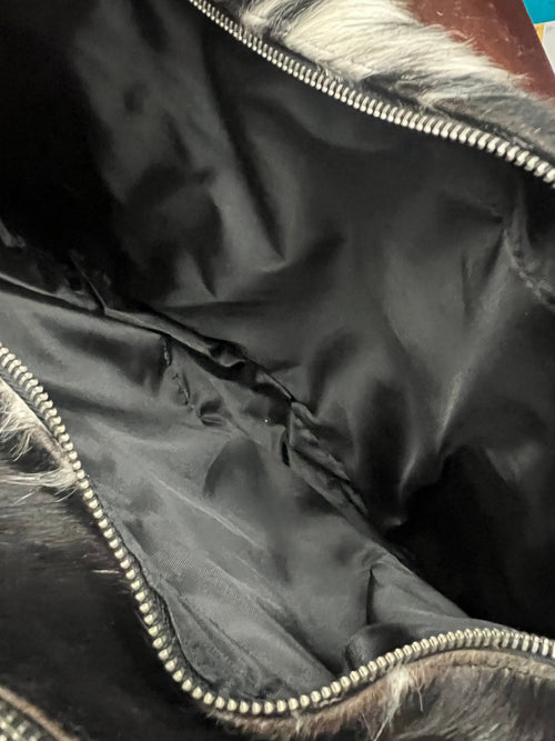 Black and White Hair on Hide Crossbody Diaper Bag - Cowhide and Conchos
