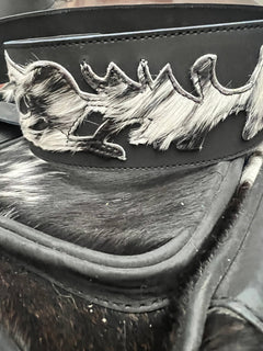 Black and White Hair on Hide Crossbody Diaper Bag - Cowhide and Conchos