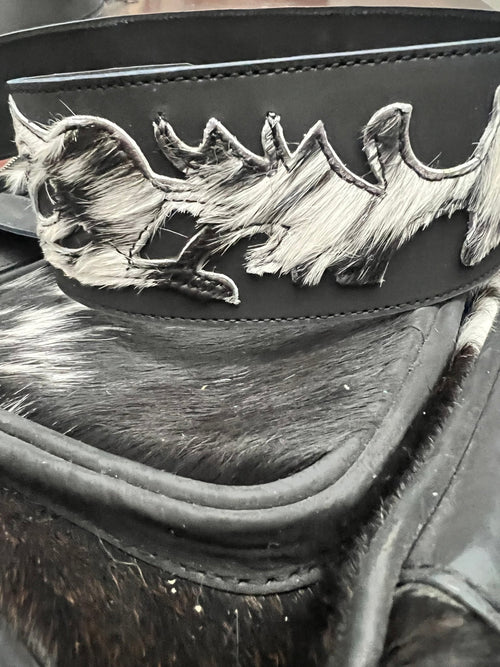 Black and White Hair on Hide Crossbody Diaper Bag - Cowhide and Conchos