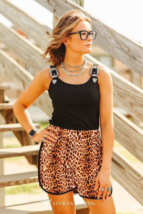Black Buckle Strap Western Tank Top - Cowhide and Conchos
