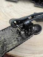Black Gator Genuine Leather Cross Concho Belt - Cowhide and Conchos