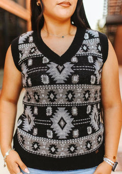 Black Knit Sweater Top - Cowhide and Conchos