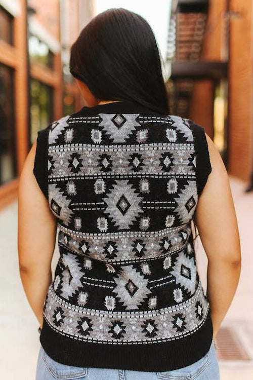 Black Knit Sweater Top - Cowhide and Conchos