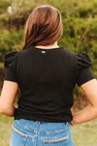 Black Puff Short Sleeve Top - Cowhide and Conchos