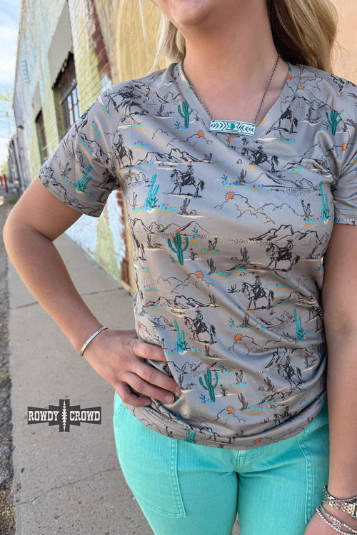 Blooming Desert Tee - Cowhide and Conchos