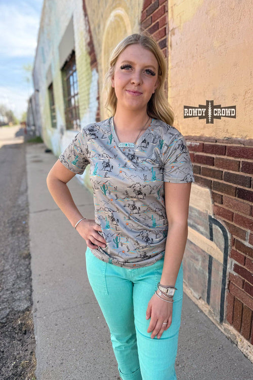 Blooming Desert Tee - Cowhide and Conchos