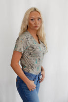 Blooming Desert Tee - Cowhide and Conchos