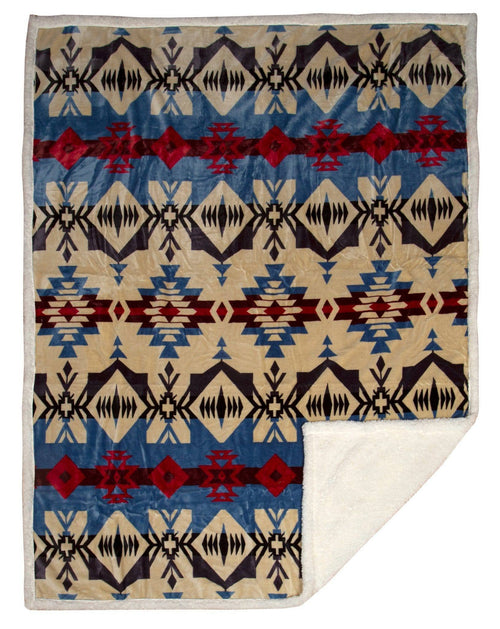 Blue River Plush Throw - Cowhide and Conchos