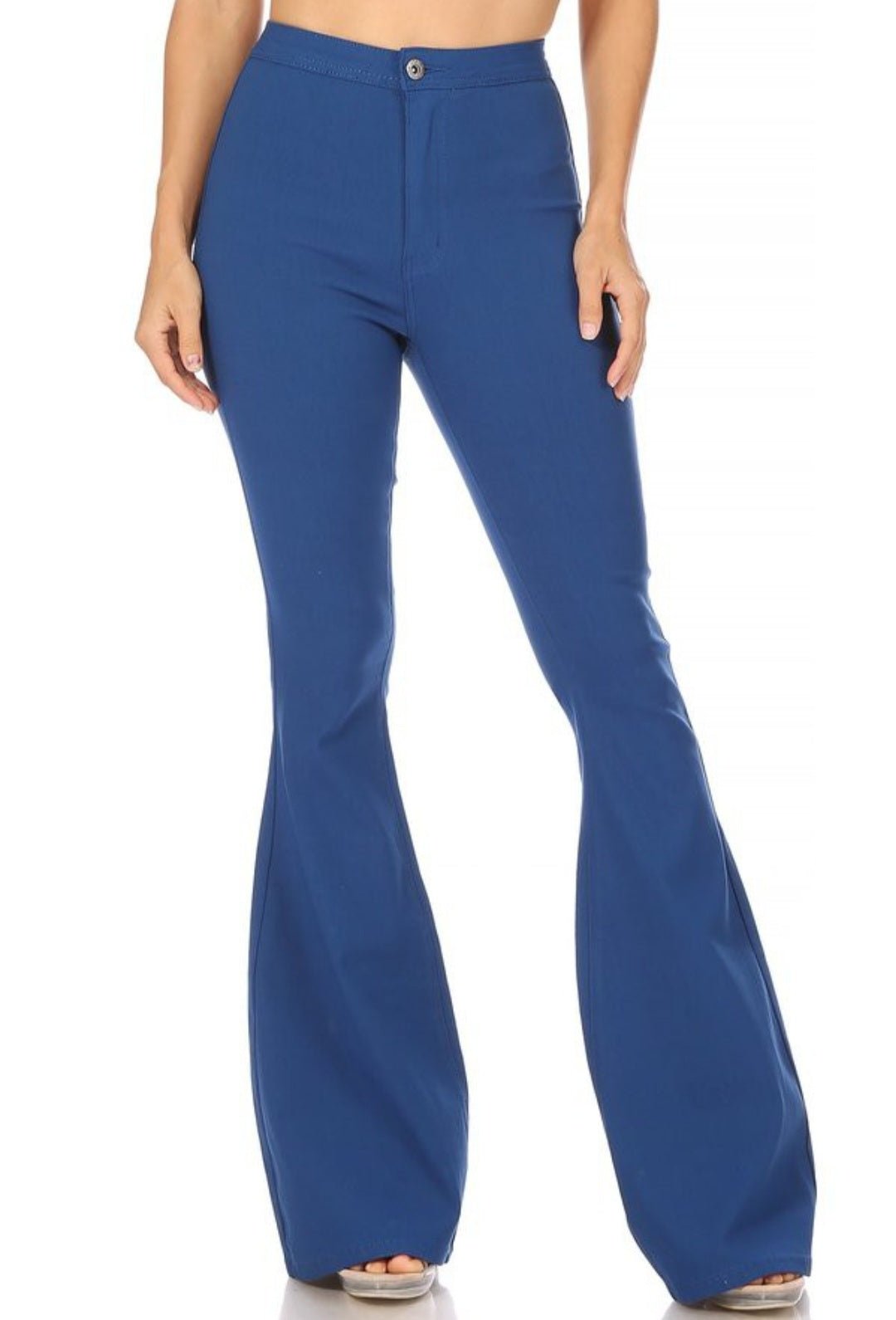 Blue Super Stretch Bell Pant - Cowhide and Conchos