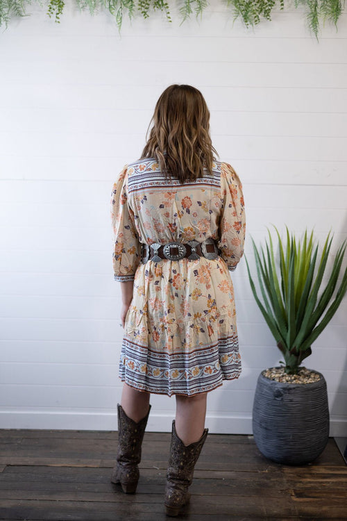 Boho A - Line Dress - Cowhide and Conchos