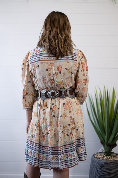 Boho A - Line Dress - Cowhide and Conchos