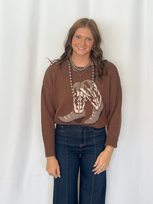Boot Scootin' Sweater - Cowhide and Conchos