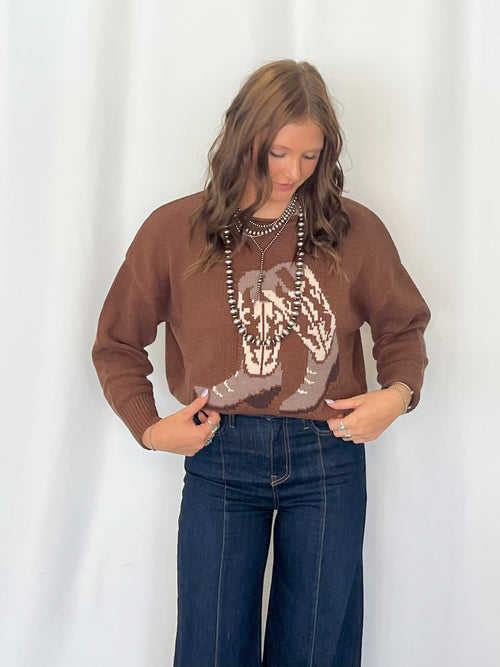 Boot Scootin' Sweater - Cowhide and Conchos