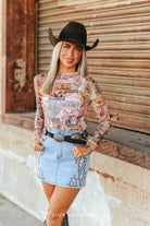 Boot Stitch Denim Skirt - Cowhide and Conchos