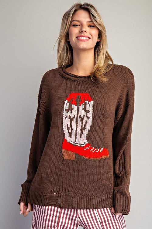 Boots Sweater - Cowhide and Conchos
